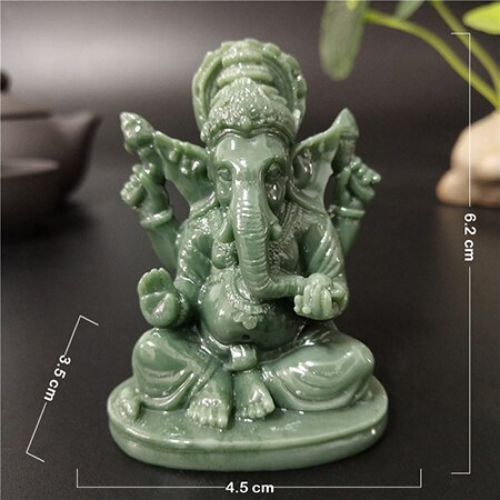 Ganesha buddha staty hus trädgård dekoration indisk elefant gud skulptur konstgjorda jade sten hantverk heminredning buddha statyer: Grön