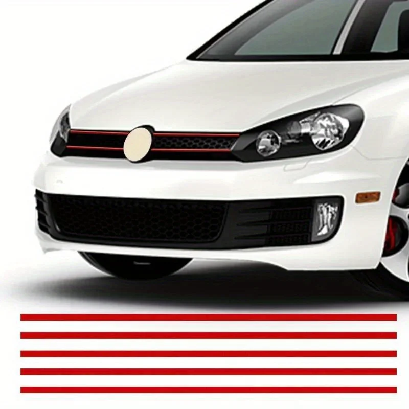 5 stks reflecterende strips autostickers auto voorkap grille lijstwerk rode waterdichte auto decor accessoires exterieur onderdelen sticker