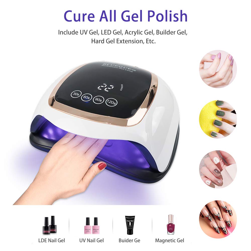 Lámpara de uñas de Gel UV de 168w, lámpara de Gel de luz UV, secador de uñas de 42 leds para todas las geles con Sensor inteligente y herramientas de manicura con temporizador