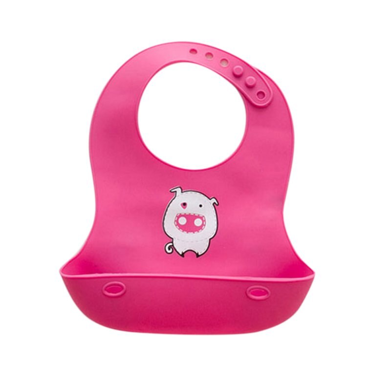 Baby Bibs Cartoon Prints Kids Silicon Bib Child Adjustable Waterproof Bibs Baby Feeding Tools: M