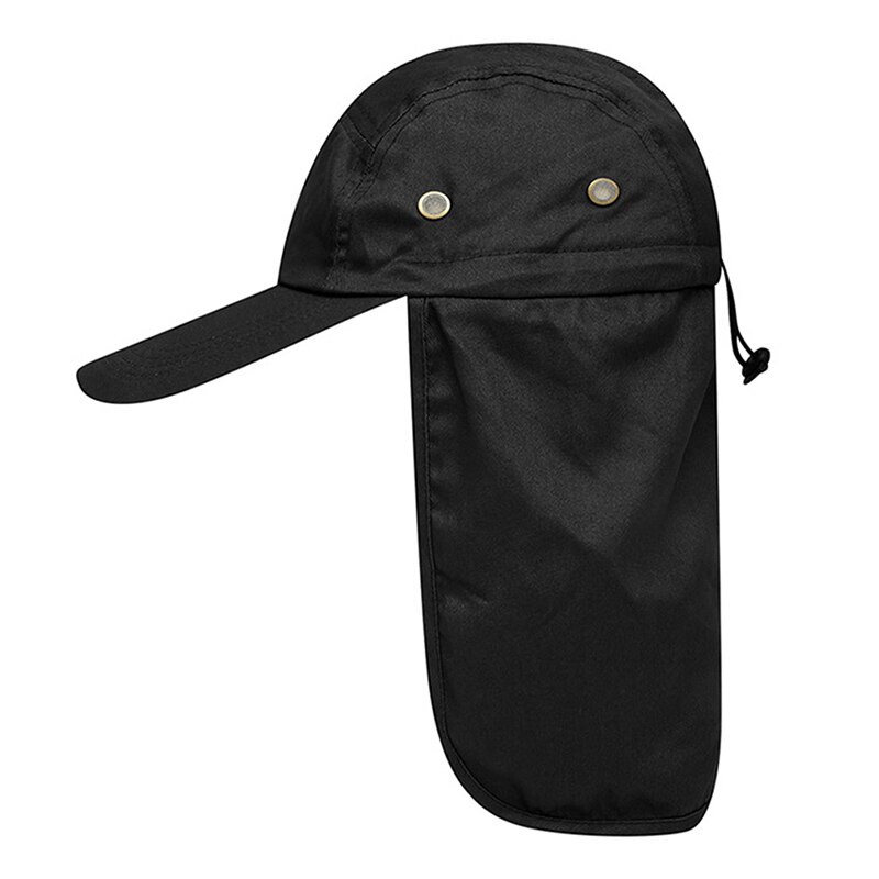 Udendørs unisex vandrekasketter hurtigtørrende solskærmshætte hat solbeskyttelse med øre-halsklap til vandre-ridehuer: Sort