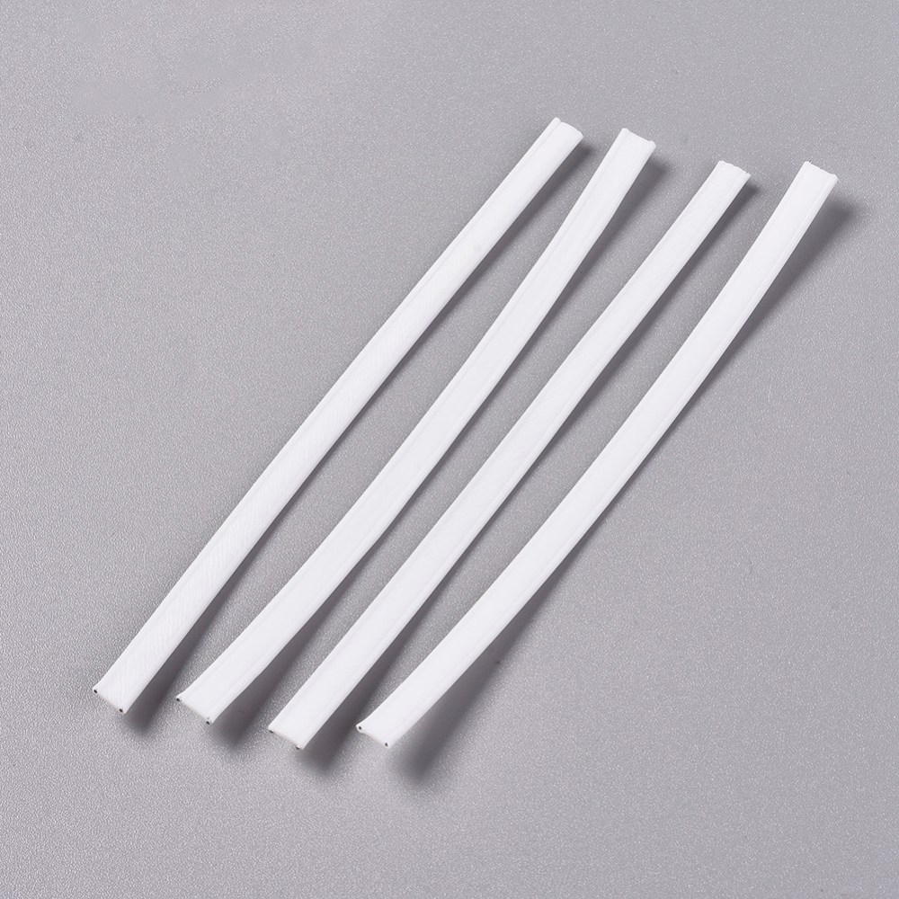 100pcs White PE Plastic Nose Bridge Strip Wire for DIY Mask Making Material,with Galvanized Iron Wire Double Core Inside 100x5mm