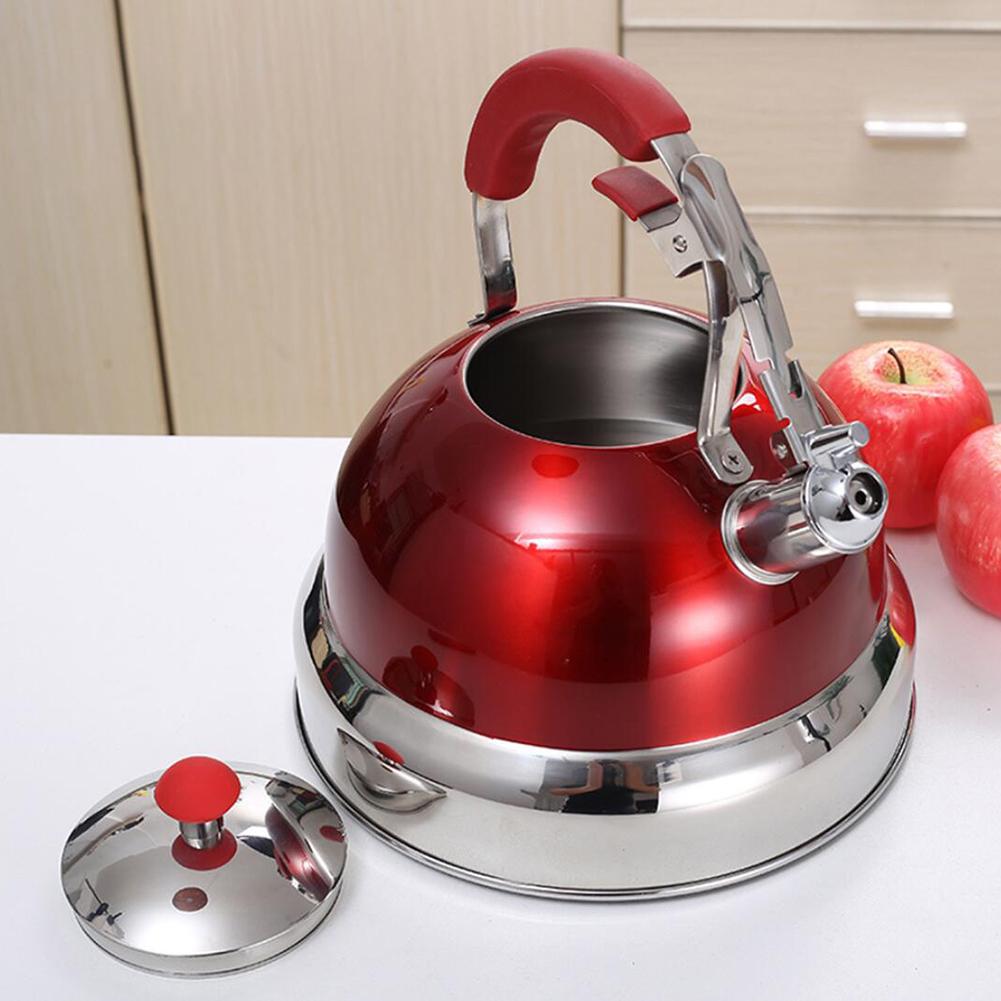 Bouilloire à sifflement 5L pour cuisinière à gaz toutes les cuisinières bouilloire à café en acier inoxydable avec poignée en Silicone théière de grande capacité