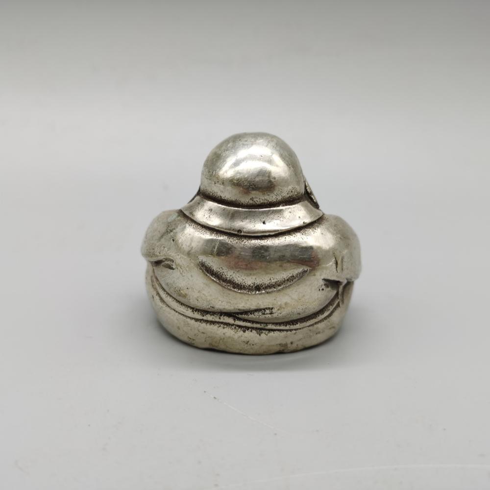 Chinese Oude Tibetaans Zilveren Vet Boeddha Feng Shui Decoratie