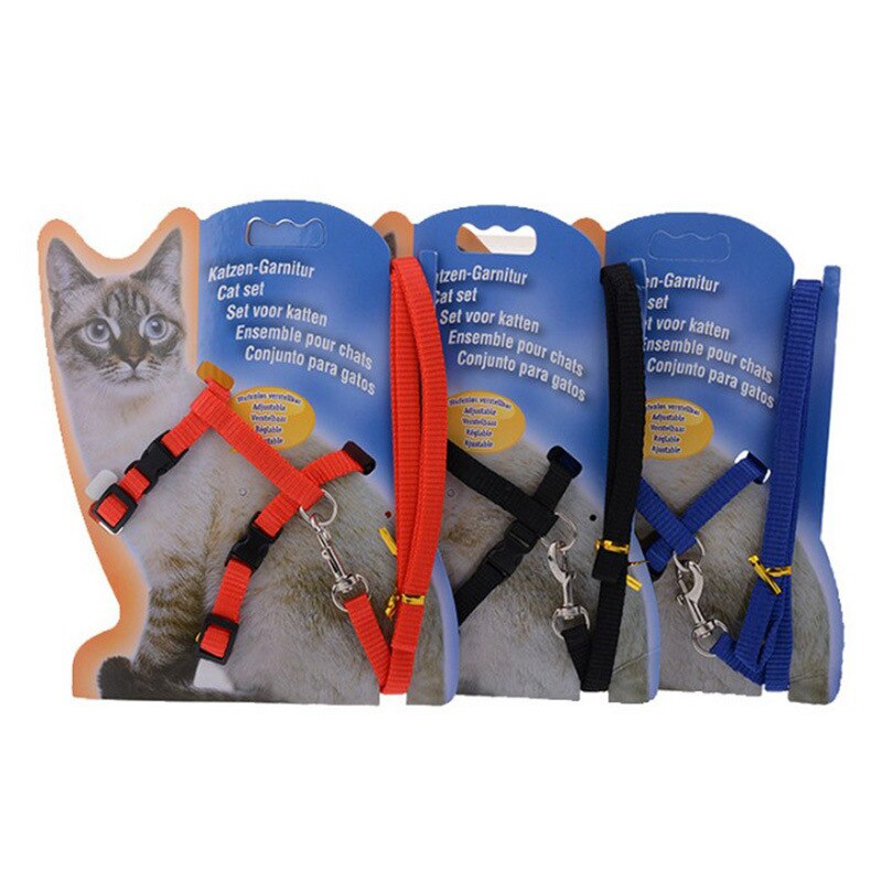 9 Kleuren Verstelbare Kat Leash Set Nylon Pet Kat Riemen Touw Voor Puppies Lopen Borstband Pet Product
