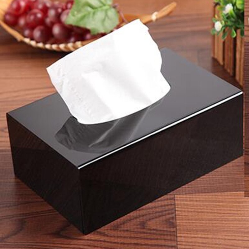 1Pc Acryl Tissue Box Servet Houder Tissue Papier Dozen Handdoek Dispenser Voor Restaurant Tissu Box Cover Boite Een Mouchoir christma: Rectangle Black