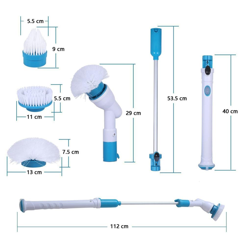 Electric Cleaning Brush Adjustable Extension Scrubber Brush Turbo Rotating Scrub Cordless Charging Bathroom Cleaning Tools Set: UK plug