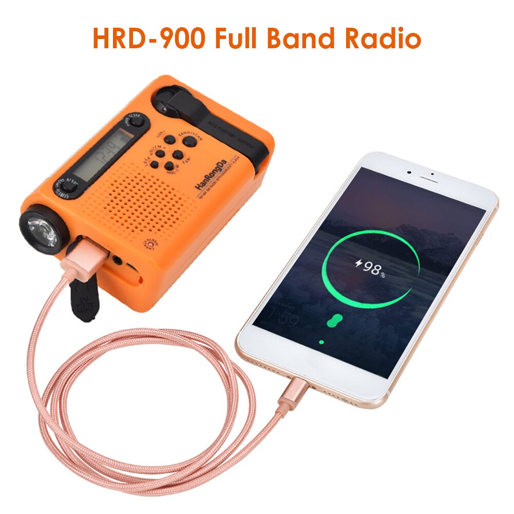 Portable Solar Full Band Radio FM AM Power Bank Radio Crank Dynamo Powered Weather Radio with Emergency LED Flashlight
