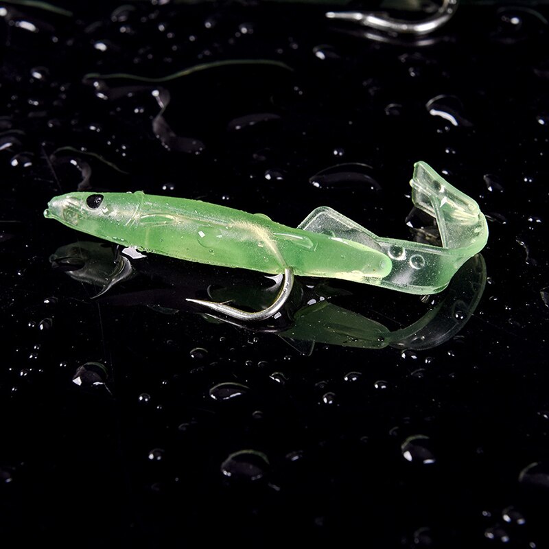 Självlysande med krok lu sub mjuk fiskedrag fluorescerande lu sub bete silikonpåse bioniska räkor med självlysande påse: 5.5cm 10pc