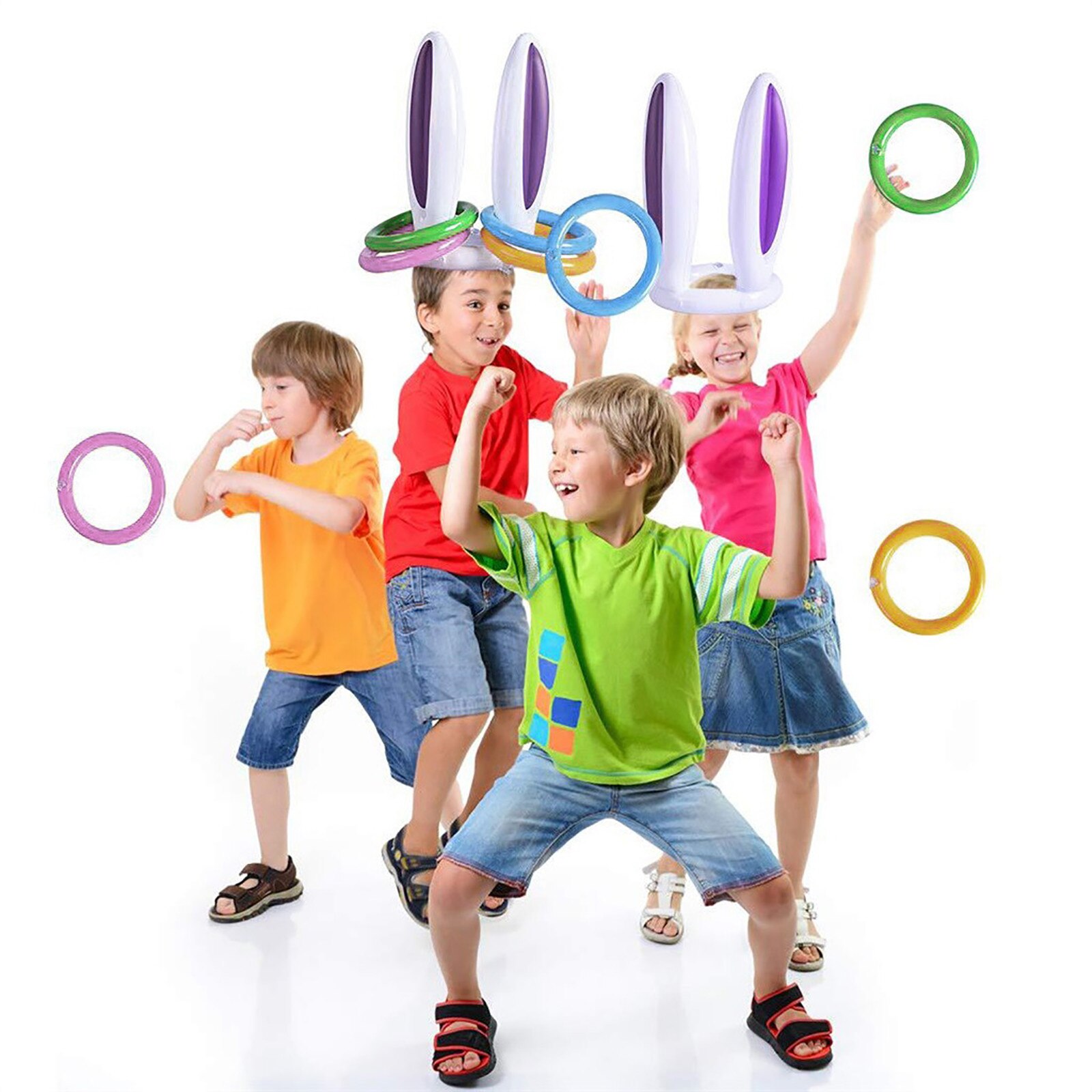 Pasen Spel Opblaasbare Konijn Oren Hoed Ring Toss Party Game Paashaas Decoratie Pasen Cadeau Voor Kinderen Leuk Speelgoed