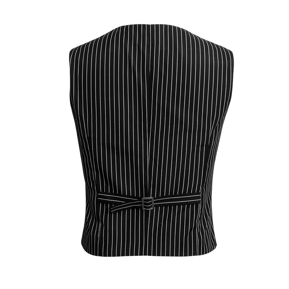 Men's Gangster Vest Costume V Neck Sleeveless Waistcoat Men Vertical Striped Suit Vest Slim Fit Wedding Business