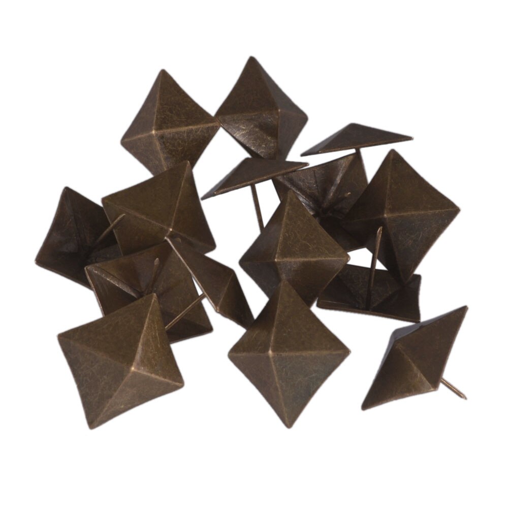 100 Uds clavos de latón bronce Vintage reemplazos cuadrados antiguos tachuelas de tapicería pernos piramidales