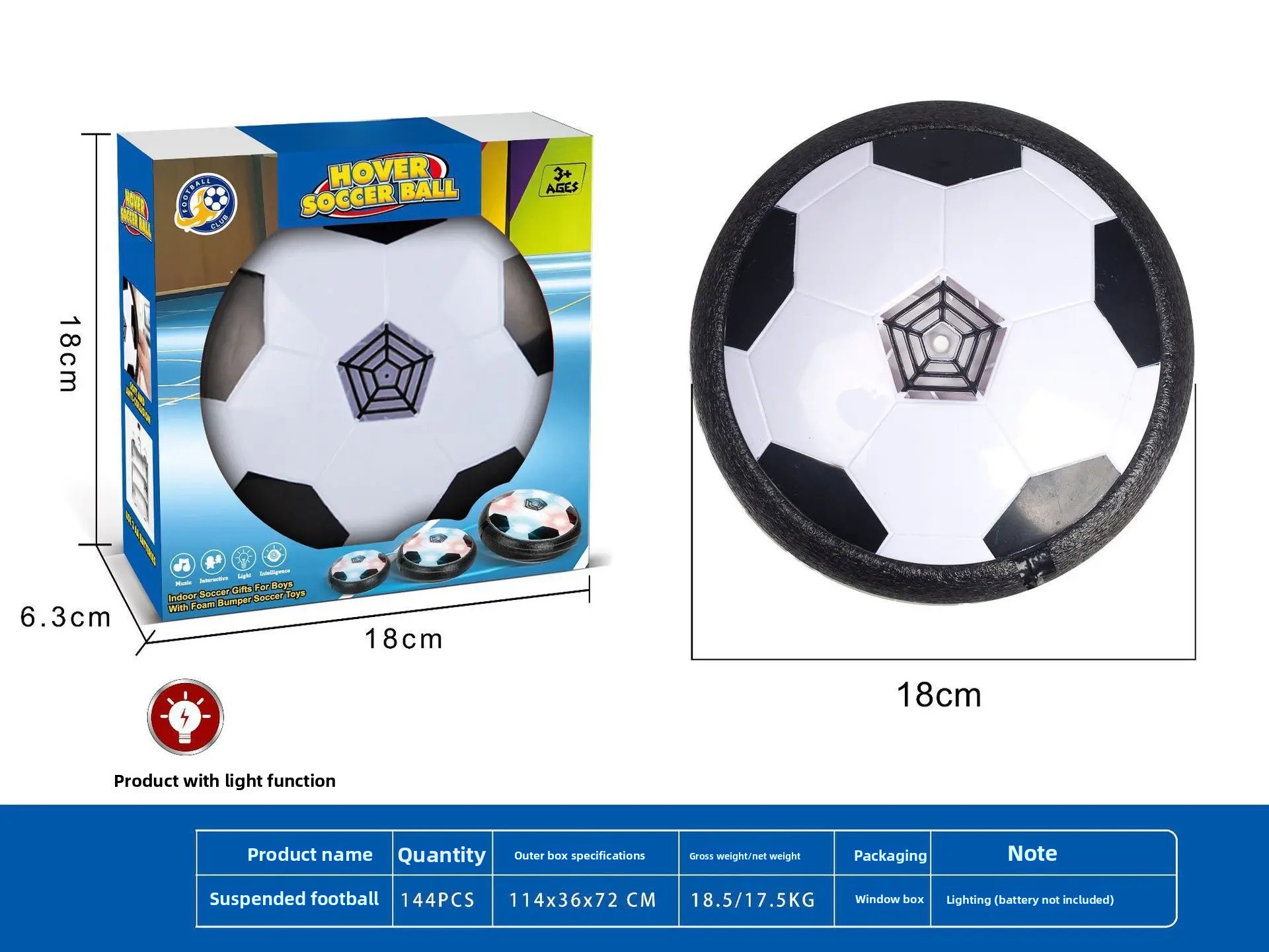 Interaktives Outdoor-Fußballspielzeug mit Musik und geräuschlosem Schwimmfunktion für den Innen- und Außenbereich, LED-beleuchteter Fußball für Kinder: Blau