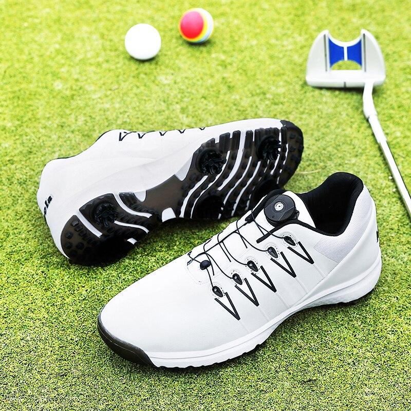 Golf Shoes Men Big Size 39-47 Sports Shoes Waterproof Knobs Buckle Breathable Anti-slip Golf Shoe Mens Training Black Sneakers