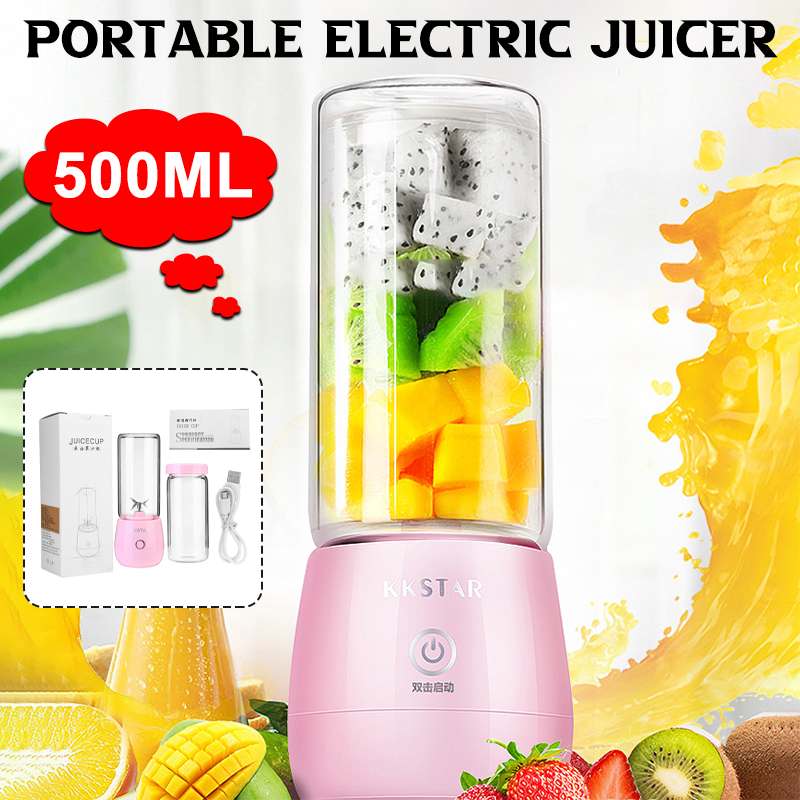 500ml mini elektrisk frugtjuicer maskine usb genopladelig bærbar smoothie blender mixer saftkop til hjemme rejse sport