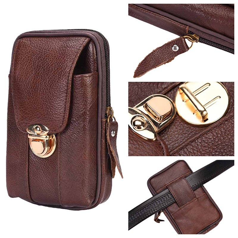 Mannen \'s Wear Zakken Telefoon Shell Portemonnee Telefoon Tas Retro Riem Telefoon Tas Rits Metalen Gesp Dragen