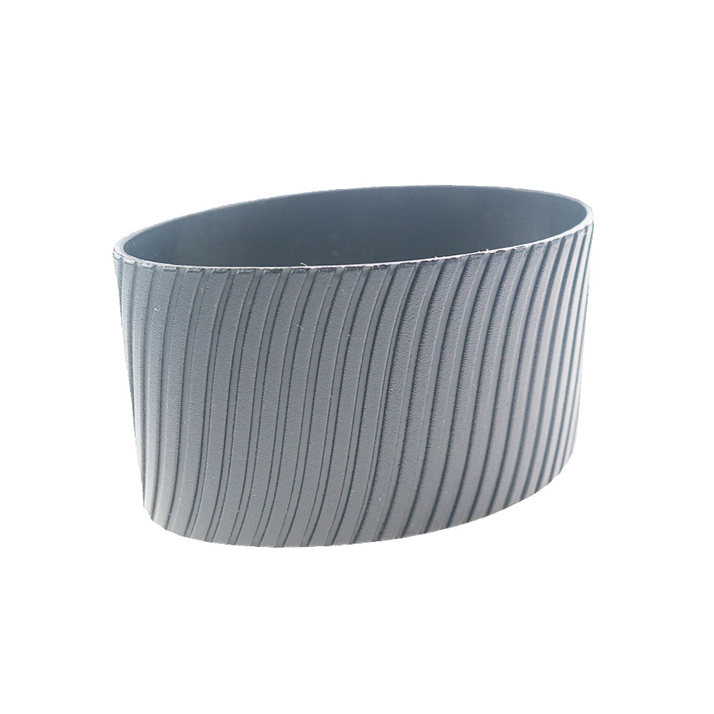 1Pc Siliconen 8Cm Warmte Geïsoleerde Cup Mouw Strepen Anti Slip Wraps Voor Mokken Keramische Glazen Waterfles Thermostabiliteit Geurloos: Dark Gray