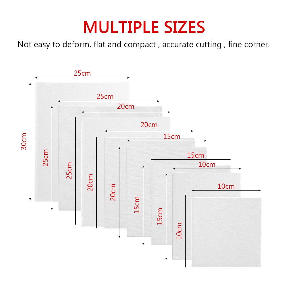 6Pcs/lot Multiple sizes White Blank Square Artist Canvas For Oil Painting Acrylic cotton canvas board For Artists Beginners