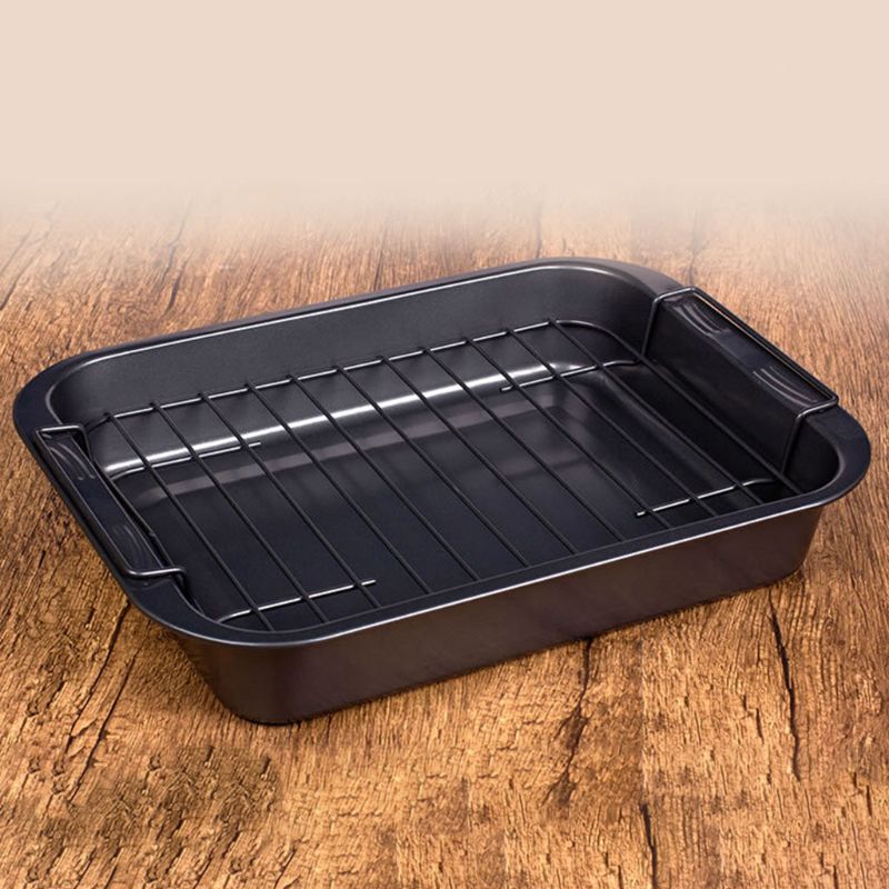 Non Stick Grilled Fish Pan Baking Tray Cake Cheese Cookie Bread Plate with Rack 896A