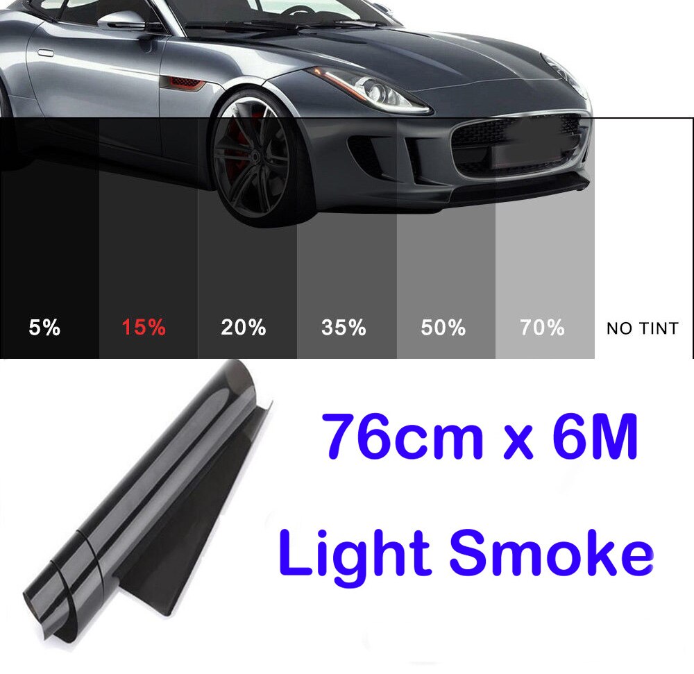 0.76*6 m janela do carro filme de isolamento térmico 15%-25% transmitância de luz de vidro à prova de explosão sombreamento protetor solar capa de carro
