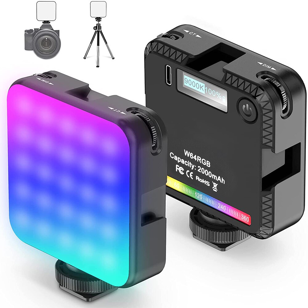 W64RGB Fotografische Beleuchtung Kamera Professionelle Lampe Mini RGB LED Video Licht Füllen Licht CRI95 + 2500K-9000K 20 beleuchtung