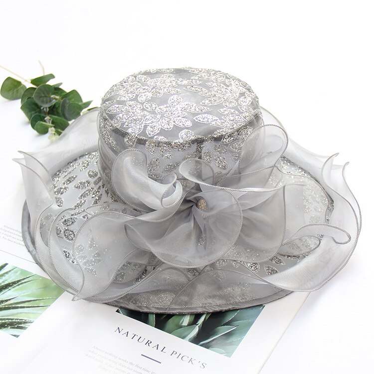 Chapeau de mariage paillettes chapeau mariage femme facinator chapeaux or noir pour les femmes chapeau de mariée accessoires de mariage: Gris