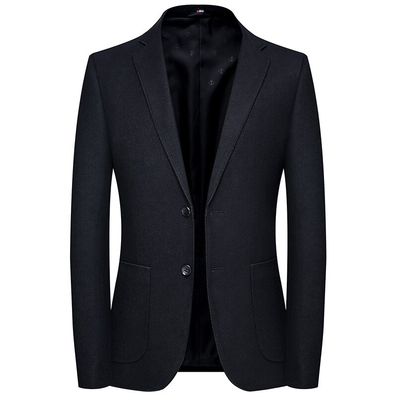 Schinteon-Chaqueta coreana para hombre, prendas de vestir ajustadas, ropa informal inteligente de para y boda, Primavera: Black / XL