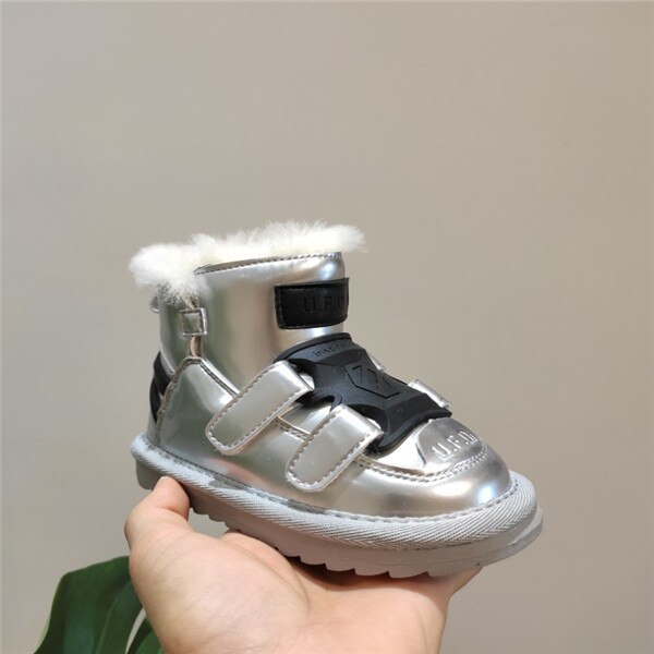 neue Winter freundlicher Schnee Stiefel Spiegel Wasserdichte Mädchen Stiefel Nicht-Unterhose Wolle Warme Starke Baumwolle Junge Stiefel Baby kleinkind Schuhe: Silber- / 25(Einlegesohle 15.5 cm)