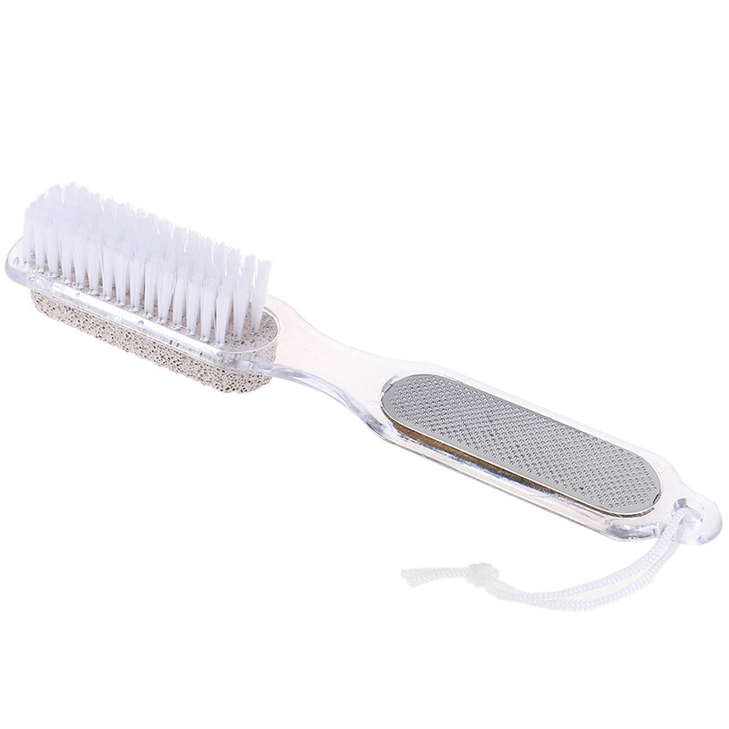 4 côté pied brosse épurateur pieds Massage pédicure outil gommage brosses exfoliant Spa douche enlever la peau morte pied soin outil: Clair