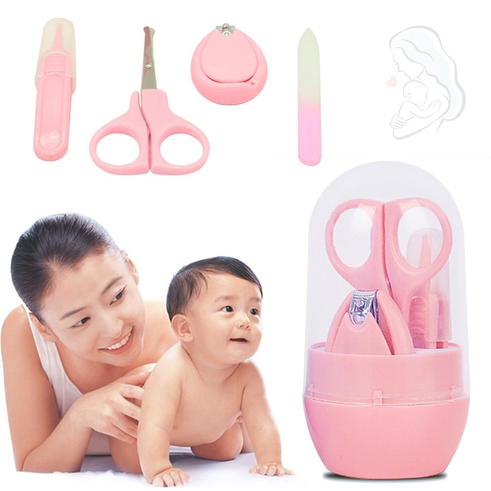 4PCS Baby Nagel Schere Set Schöne Nail Clippers Trimmer Blau Rosa Nagel Sicherheit Schere Nagel Shell Scher Maniküre Set baby Pflege