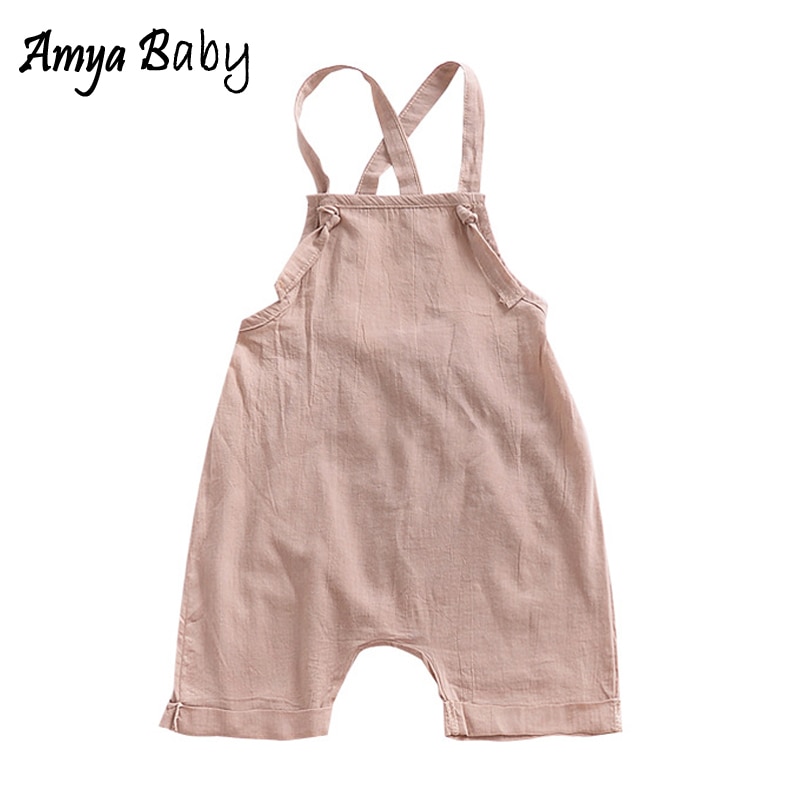 Amyababy Girls Summer Overalls Solid Color Baby Boy Overalls Children Clothing Girls Pants Kids Jumpsuit Baby Girls Boys Pants