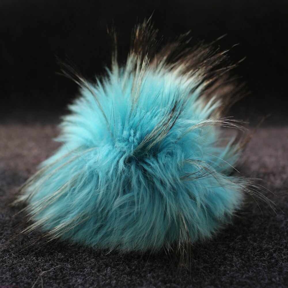 DANKEYISI 5 uds DIY pompones Piel de mapache 13-14cm piel Pom gorro de punto gorros bufandas de llavero de piel Real pompones Bola de piel: 8
