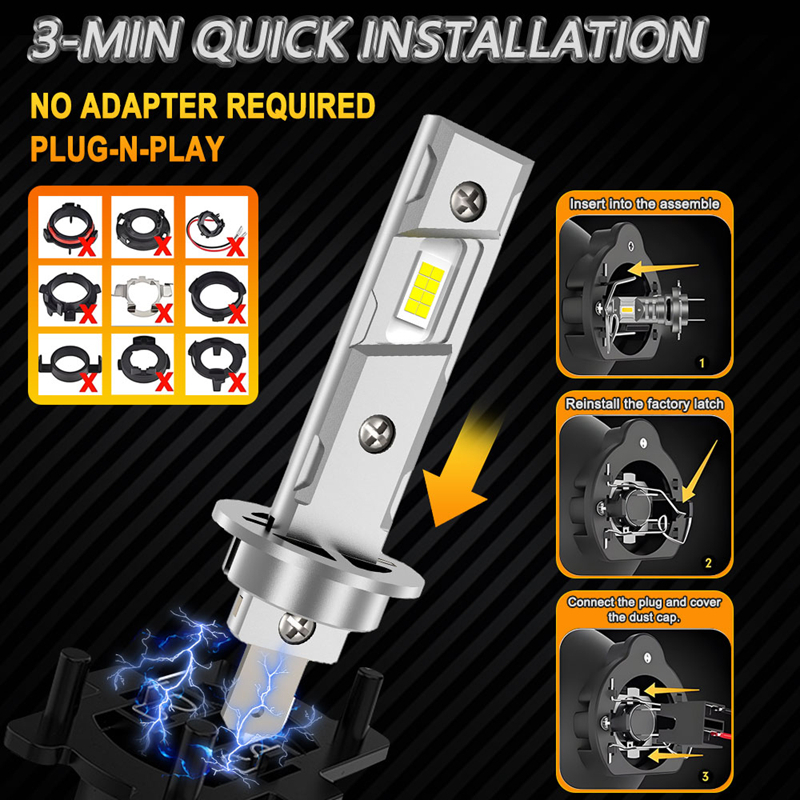 H1 H7 LED-koplampen CANBUS-verlichting Minilamp 1:1 formaat draadloze H1 H7-mistlamp met ventilator Auto LED Plug & Play 6000K 12V