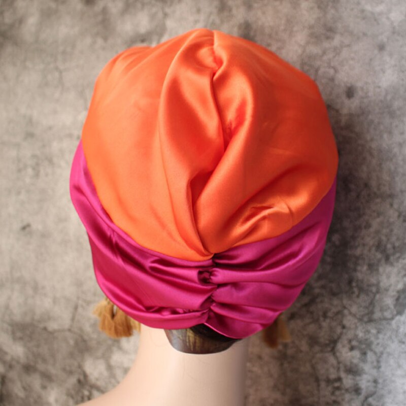 6 couleurs soie Salon Bonnet femmes sommeil Bonnet de douche élastique soins des cheveux Bonnet tête chapeau