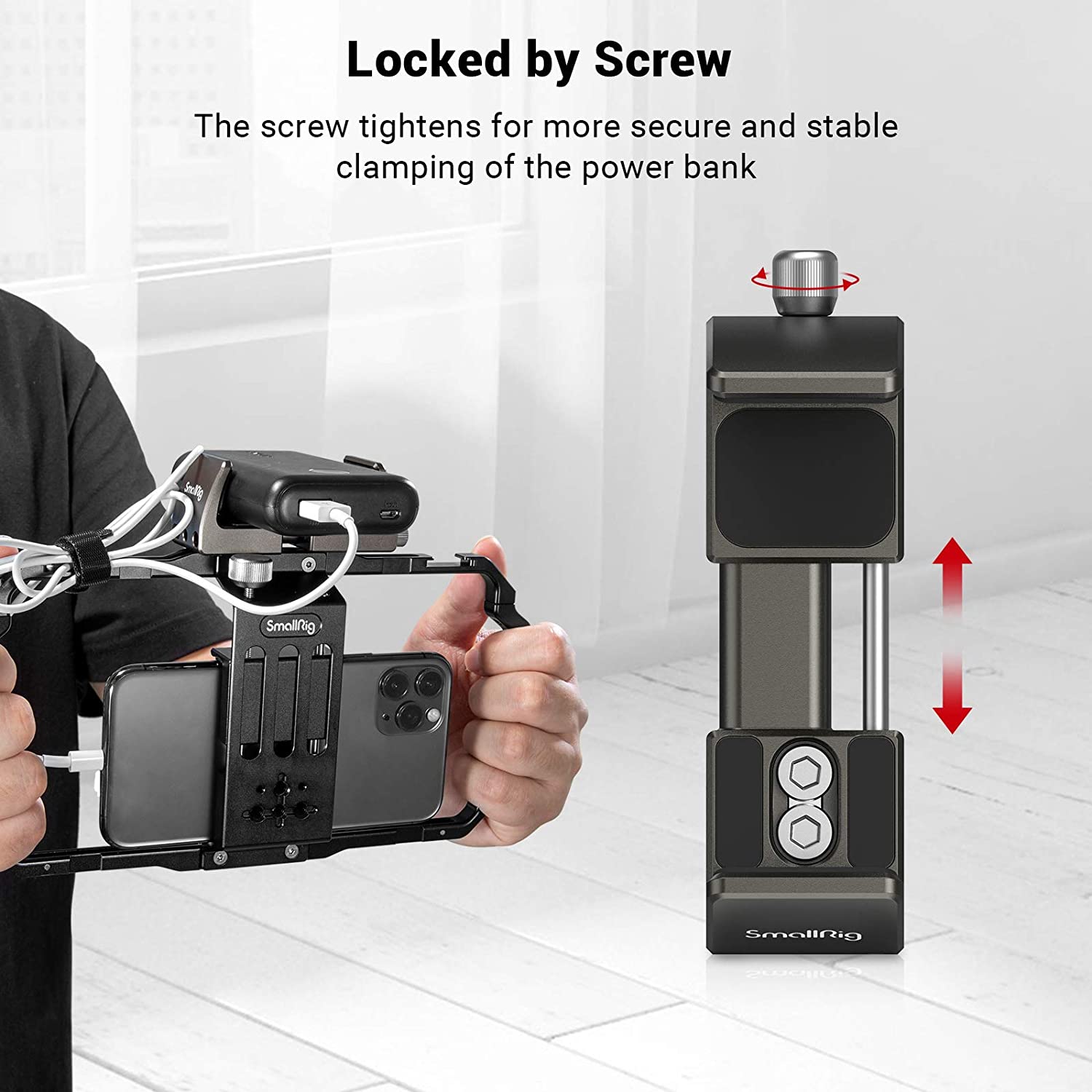 Supporto universale per banca di alimentazione con morsetto per fotocamera DSLR SmallRig per Iphone 13 compatibile con potenza Banca da 53mm a 81mm Vlog rig 2790