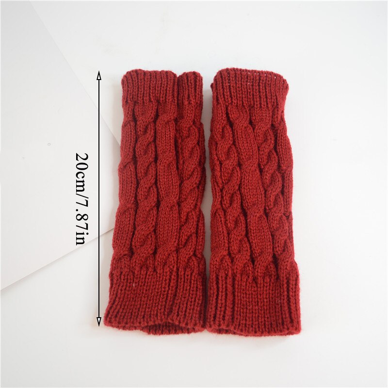 Guantes de punto de ganchillo para mujer, manguitos sin dedos, de manga corta, Guantes cálidos, para invierno