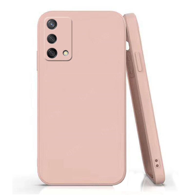 Para capa oppo reno 6 lite caso para reno 6 lite capas de silicone líquido luxo à prova de choque completa capa macia para reno 6 lite fundas: LightPink