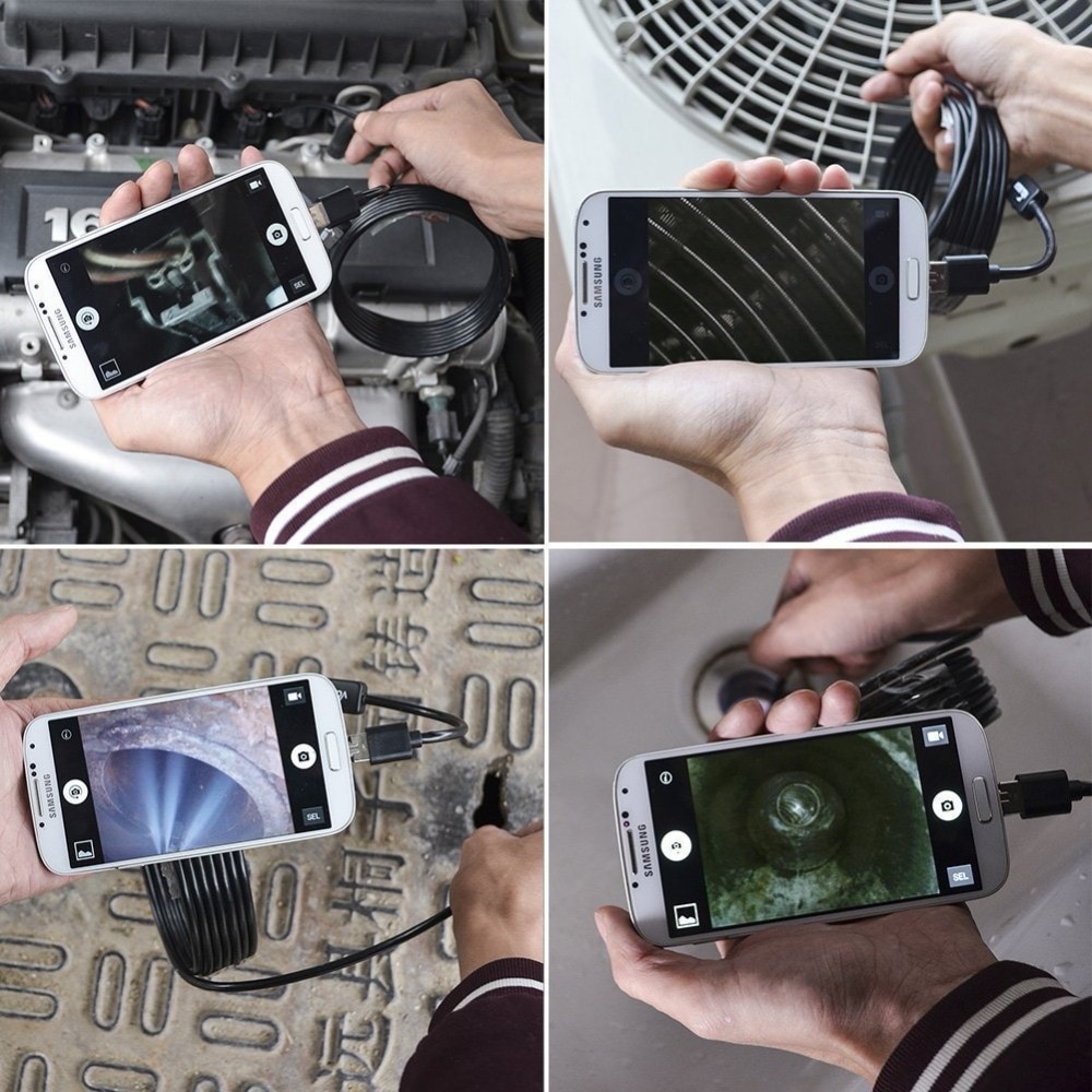 Endoscopio 2 en 1 USB para Android, cámara HD de 2MP, 1M, 2M, 10M, lente de 8mm, impermeable, USB, cámara HD 720P, Android