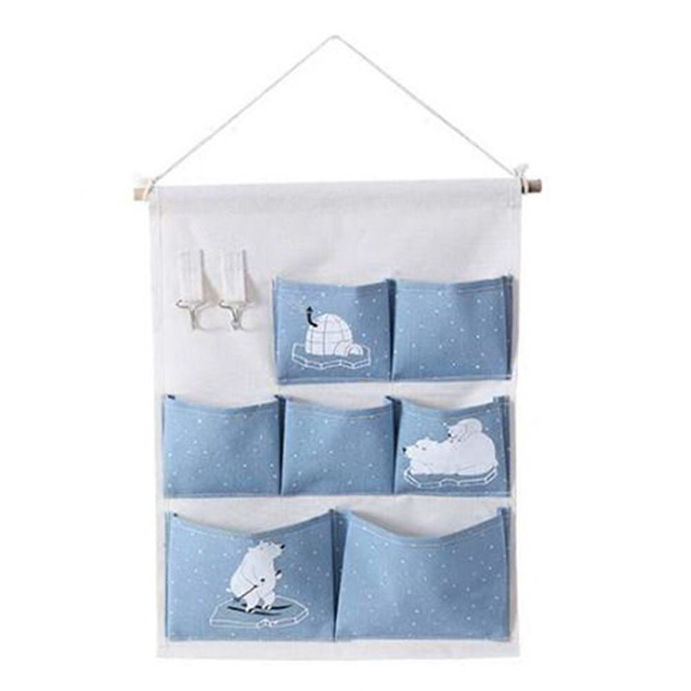 Hangende opbergtas van katoenlinnen, 7 vakken, wanddeurkast, hangende opbergruimte, wandgemonteerde garderobe, hangtas, organizer
