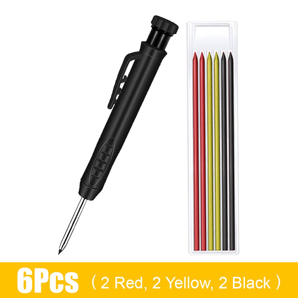 Solidny stolarz ołówek robić obróbki drewna znakowanie narzędzia robić prac budowlanych rysowanie Scriber z wbudowaną ostrzałką: 6 szt zestaw B