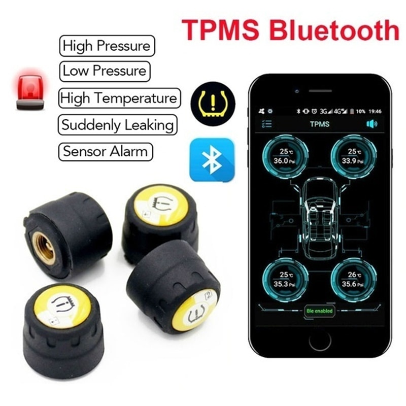 2/4 Tpms Externe Sensoren Motorfiets Auto Bandenspanning Monitor Detector Systeem App Bluetooth 4.0 Druk Temperatuur Monitor