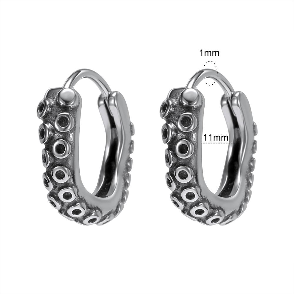 ZS Mens Punk Style Stainless Steel Earrings Rock Roll Skull Hoop Earrings Small Cricle Ear Rounds Hip Hop Jewelry Accessories: 11