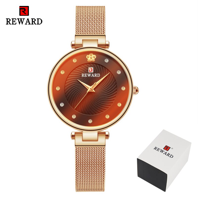 Belønning ur kvinder multifarve spejl ure quartz ure dame rustfrit stål vandtæt armbåndsur simpelt pige ur: Kaffe i æske