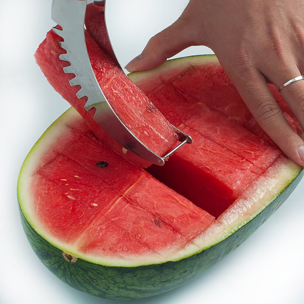 Meloen Watermeloen Slicer Server Cutter Corer Scoop Rvs Tool Watermeloen Gesneden Eenvoudige Keuken Tool Multipurpose