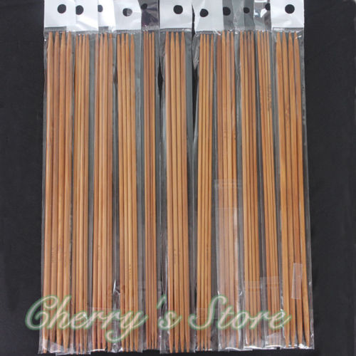 55Pcs 11 Maten 10 "25Cm Verkoolde Bamboo Haak Breinaalden Set Dubbele Wees Craft Knit Gereedschap Grootte 2.0-5.0Mm