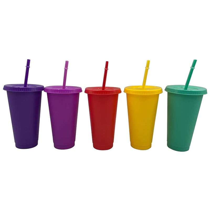 5 stk iskold drikke kaffekop halm kop genanvendelig smoothie plastik tumbler med sugerør julekrus til fest halm tumbler