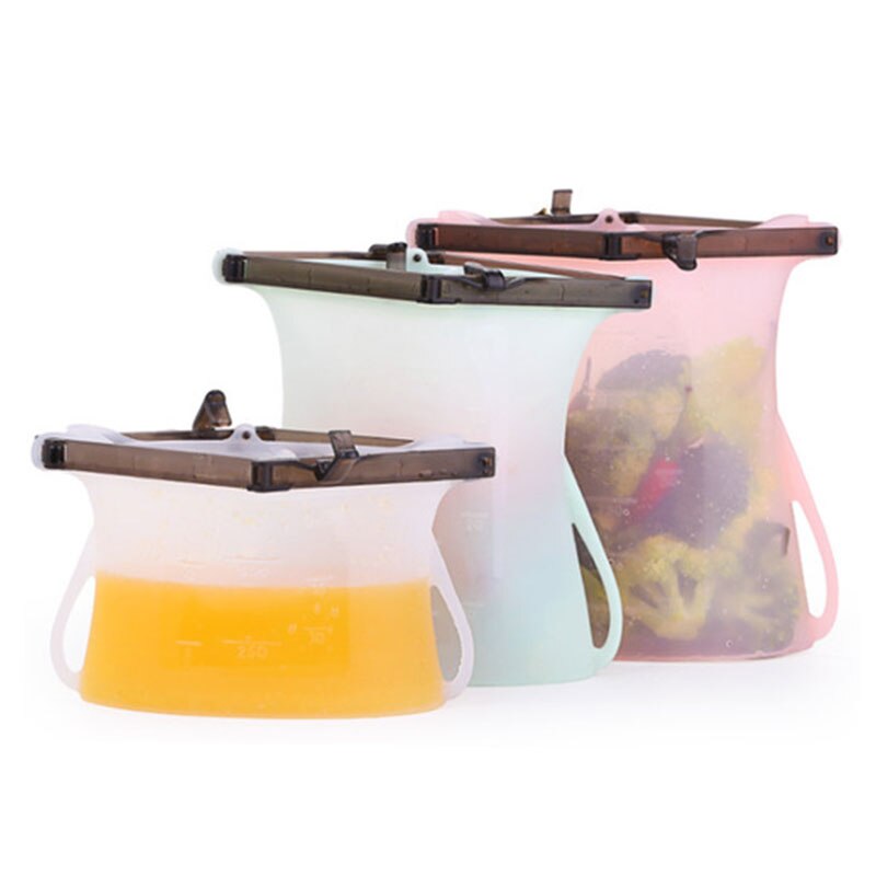 Reusable Silicone Food Storage Bags Zip-lock Freezer Cooking Fresh Bag Upgrade Seal Leakproof Container Liquid Snack Storage