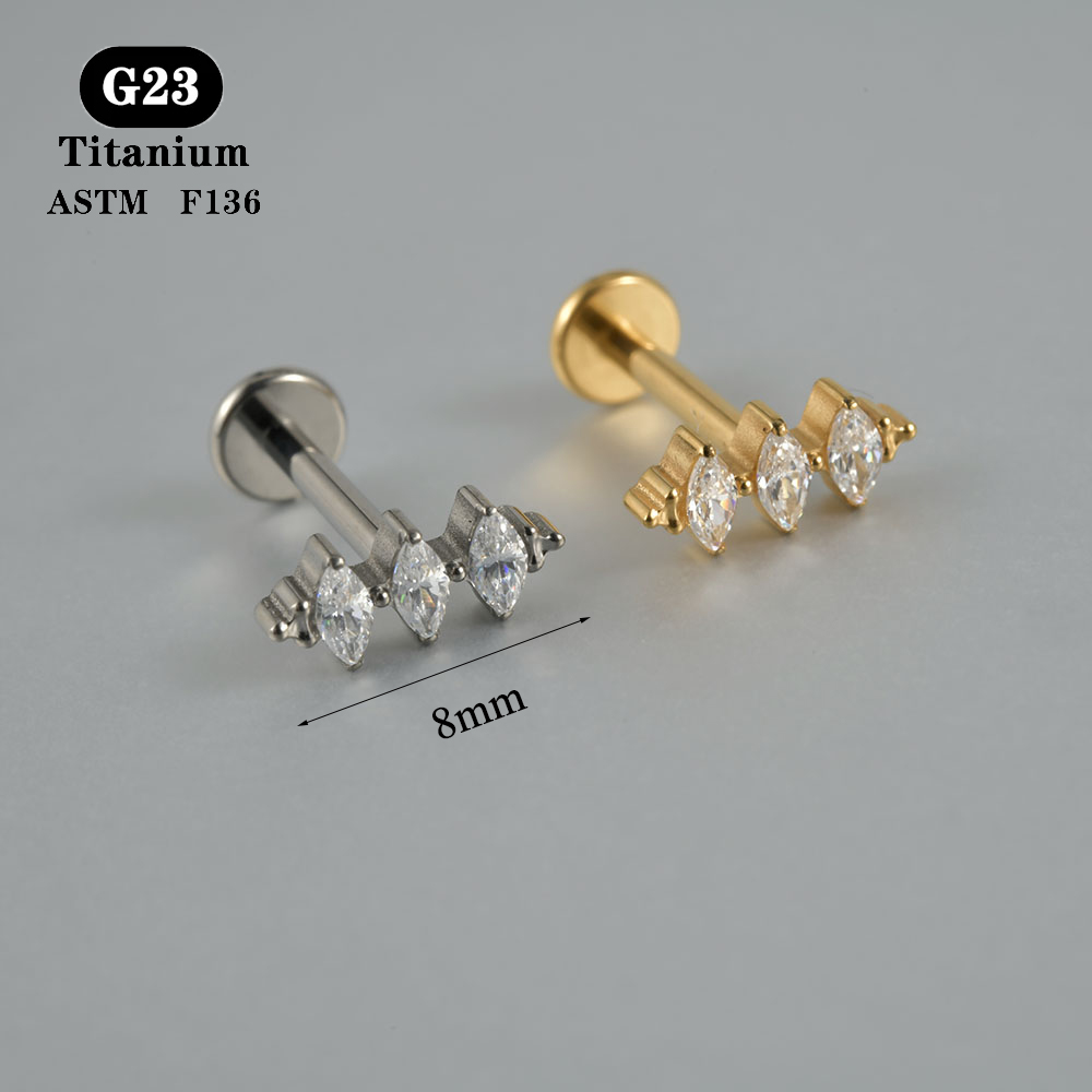 1 pendiente ASTM F136 de circonita de titanio con parte posterior plana, 12 estilos, pendientes de , lóbulo, hélice, cartílago del trago, joyería para Piercing, 1,2x8mm: Negro / Bronce antiguo plateado