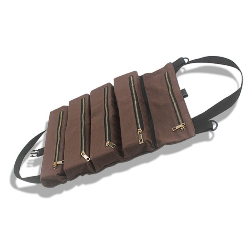 Multi-purpose Tool Roll Up Canvas Storage Bag Key Pouch Car Hang Zipper Carrier