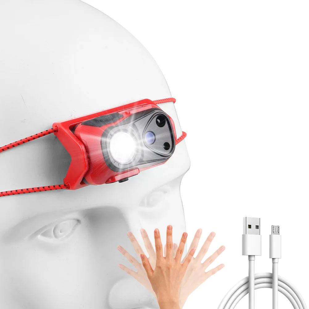 LED-koplamp Werkkoplamp USB Oplaadbare Waterdichte Hoofdlamp Ultralight Bewegingssensor Koplamp voor Kamperen Wandelen Vissen